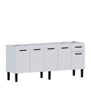 Gabinete de Aço Para Pia de 200cm 5 Portas 1 Gaveta 192x85x50cm Atena Cozimax Branco