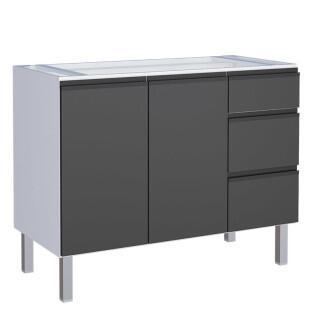 Gabinete de Aço Para Pia 120cm 3 Gavetas Cozinha Gaia Cozimax Preto
