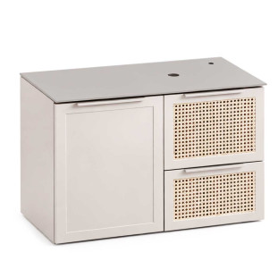 Gabinete Para Banheiro em Aço 77x57x45cm Tampo Vidro Sem Cuba Cupuaçu 80 Cozimax Areia
