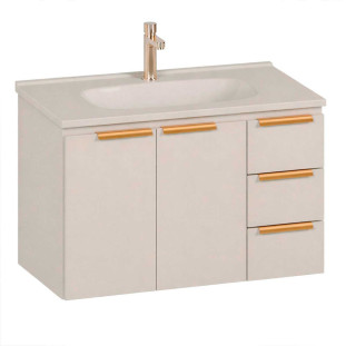 Gabinete Para Banheiro em Aço 80x56x46cm Com Lavatório Pupunha 80 Cozimax Areia