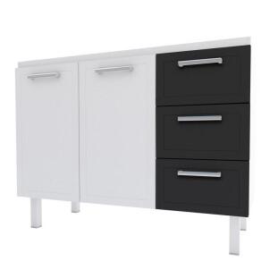 Gabinete de Pia 120 Apolo Flat 3G Cozimax Branco/Preto