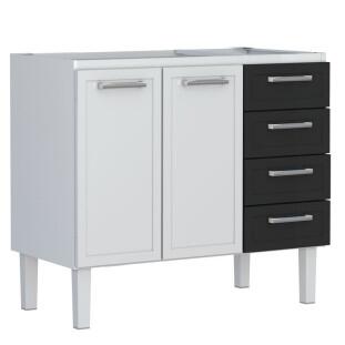 Gabinete de Pia 120 Apolo Flat 4G Cozimax Branco/Preto