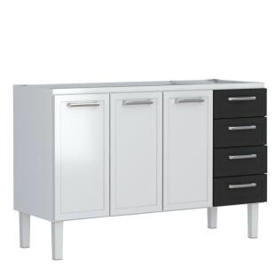 Gabinete de Pia 150 Apolo Flat 4G Cozimax Branco/Preto