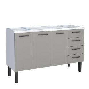 Gabinete de Aço Para Pia 150cm 3 Portas Juno/Apolo 4 Gavetas Cozimax Cinza Argila