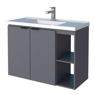 Gabinete Para Banheiro Madeira Aster 80 Com Lavatório Cozimax Cinza
