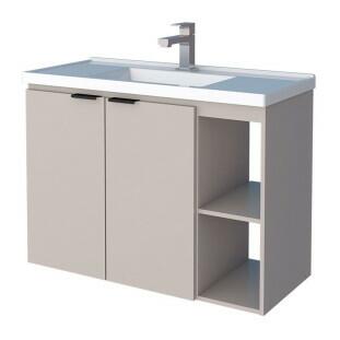 Gabinete Para Banheiro Madeira Aster 80 Com Lavatório Cozimax Nude
