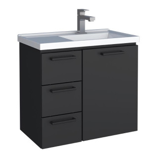 Gabinete Para Banheiro Aço 60x55x33cm Com Lavatório Ameixa 60 Cozimax Preto