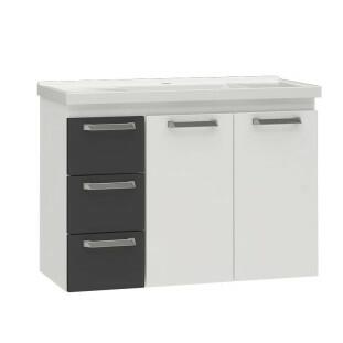Gabinete Para Banheiro Aço Damasco Suspenso 80 Cozimax Branco/Preto
