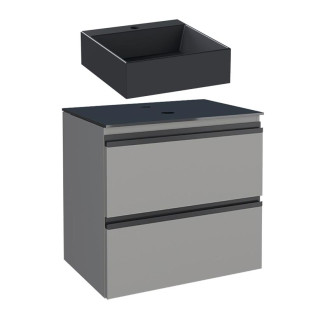 Gabinete Para Banheiro Aço Com Cuba Cubo Preta 60x57x44cm Gaia 60 Cozimax Cinza