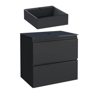 Gabinete Para Banheiro Aço Com Cuba Cubo Preta 60x57x44cm Gaia 60 Cozimax Preto