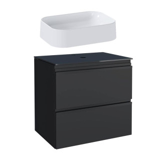 Gabinete Para Banheiro Aço com Cuba Luna Branca 60x57x44cm Gaia 60 Cozimax Preto