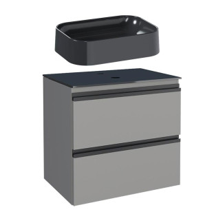 Gabinete Para Banheiro Aço com Cuba Luna Preta 60x57x44cm Gaia 60 Cozimax Cinza