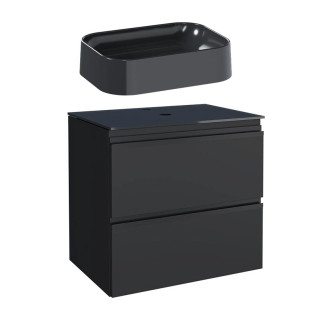 Gabinete Para Banheiro Aço com Cuba Luna Preta 60x57x44cm Gaia 60 Cozimax Preto