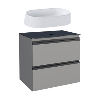 Gabinete Para Banheiro Aço 60x57x44cm com Cuba Nimbus Branca Gaia 60 Cozimax Cinza