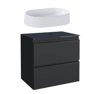 Gabinete Para Banheiro Aço 60x57x44cm com Cuba Nimbus Branca Gaia 60 Cozimax Preto