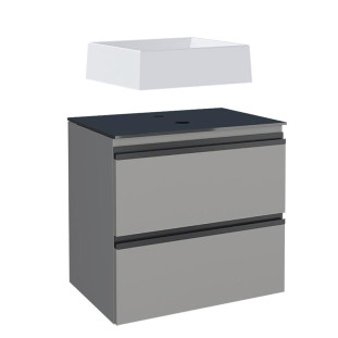 Gabinete Para Banheiro Aço com Cuba Prisma Branca 60x57x44cm Gaia 60 Cozimax Cinza