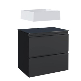 Gabinete Para Banheiro Aço com Cuba Prisma Branca 60x57x44cm Gaia 60 Cozimax Preto