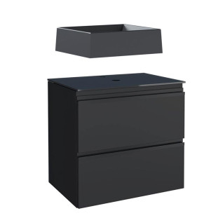 Gabinete Para Banheiro Aço com Cuba Prisma Preta 60x57x44cm Gaia 60 Cozimax Preto