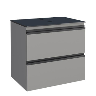 Gabinete Para Banheiro Aço 60x57x44cm Com Tampo Vidro Sem Cuba Gaia 60 Cozimax Cinza