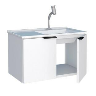 Gabinete Para Banheiro Aço Parati 60 Com Lavatório Cozimax Branco