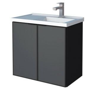 Gabinete Para Banheiro Aço Umbu 60 Com Lavatório Porta Aço Cozimax Preto