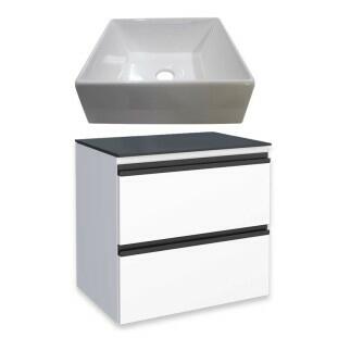 Gabinete Para Banheiro Gaia 60 com Cuba Prisma Cozimax Branco