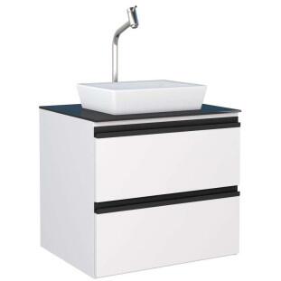 Gabinete Para Banheiro Aço Gaia 60 com Cuba Louça Linea Cozimax Branco