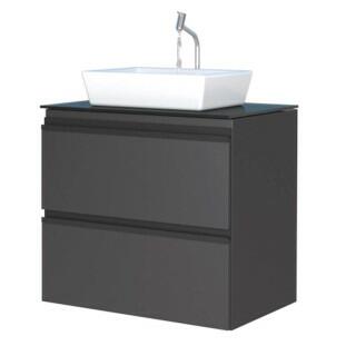 Gabinete Para Banheiro Aço Gaia 60 com Cuba Louça Linea Cozimax Preto
