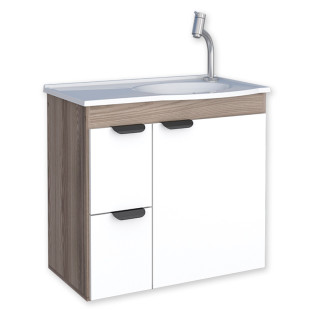 Gabinete Para Banheiro Madeira 60x56x32cm Com Lavatório  Margarida Cozimax Tamarindo/Branco