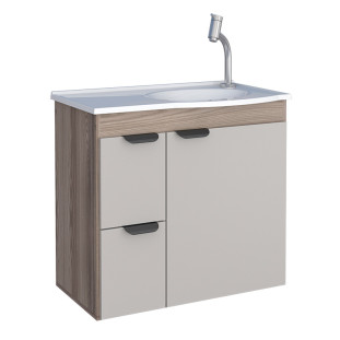 Gabinete Para Banheiro Madeira 60x56x32cm Com Lavatório  Margarida Cozimax Tamarindo/Nude