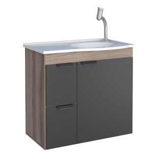 Gabinete Para Banheiro Madeira 60x56x32cm Com Lavatório  Margarida Cozimax Tamarindo/Preto