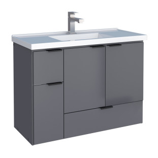 Gabinete Para Banheiro Madeira 79x59x35cm Orquídea 80 Com Lavatório Cozimax Cinza