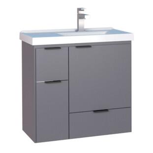 Gabinete Para Banheiro Madeira Orquídea 60 Com Lavatório Cozimax Cinza
