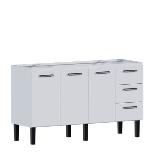 Gabinete de Aço Para Pia de 150cm 3 Gavetas 144x92x52cm Novo Vênus Cozimax Cozimax Branco