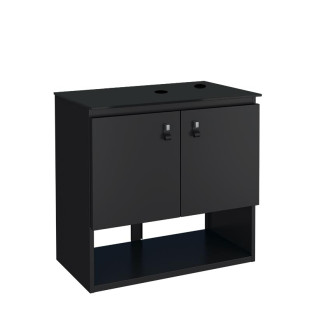 Gabinete Para Banheiro Aço 2 Portas 60x59x36cm Sem Cuba Baru 60 Cozimax Preto