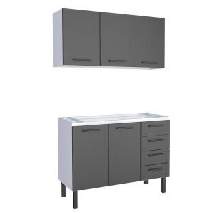 Cozinha Completa Gabinete Para Pia 120 e Armário Aéreo Juno/Apolo 4 Gavetas Cozimax Preto
