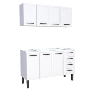 Cozinha Completa Gabinete Para Pia 150 e Armário Aéreo Juno/Apolo 4 Gavetas Cozimax Branco