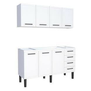 Cozinha Completa Gabinete Para Pia 160 e Armário Aéreo Juno/Apolo 4 Gavetas Cozimax Branco