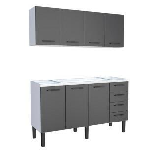 Cozinha Completa Gabinete Para Pia 160 e Armário Aéreo Juno/Apolo 4 Gavetas Cozimax Preto