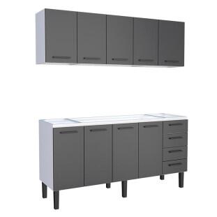 Cozinha Completa Gabinete Para Pia 180 e Armário Aéreo Juno/Apolo 4 Gavetas Cozimax Preto