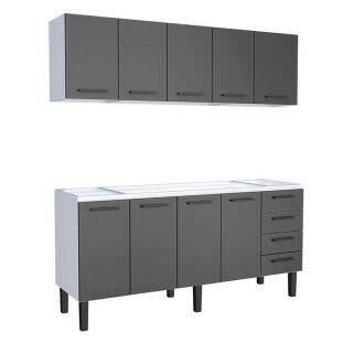 Cozinha Completa Gabinete Para Pia 200 e Armário Aéreo Juno/Apolo 4 Gavetas Cozimax Preto