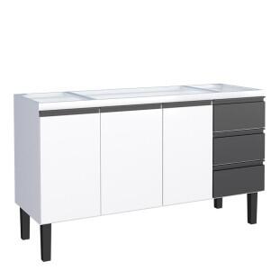 Gabinete de Aço Para Pia 150cm 3 Portas 3 Gavetas Netuno Cozimax Branco Preto
