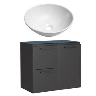 Gabinete Para Banheiro Aço Osiris Preto 60 Com Cuba Cuia Branca Cozimax