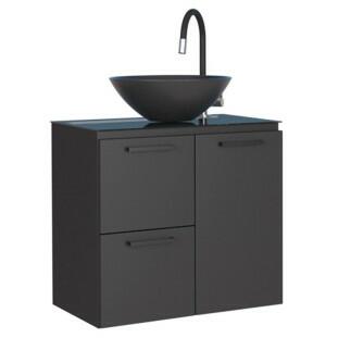 Gabinete Para Banheiro Aço Osiris Preto 60 Com Cuba Cuia Preta Cozimax