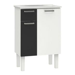 Gabinete Para Banheiro Aço Com Pés Araça 60 Cozimax Branco/Preto