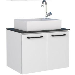 Gabinete Para Banheiro Aço Pessego 60 com Cuba Prisma Cozimax Branco