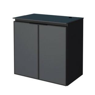 Gabinete Para Banheiro Aço Umbu 60 Tampo Vidro Sem Cuba Porta Vidro Cozimax Preto