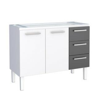 Gabinete de Aço Para Pia de 120cm Vênus 3 Gavetas Cozimax Branco/Preto