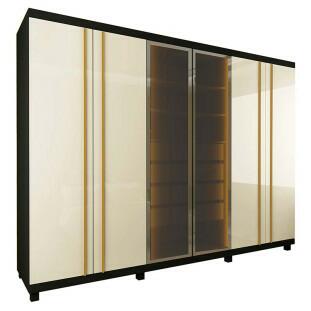 Guarda Roupa Casal Com LED 273cm x 240cm Absolut Reflecta Gelius Grafite/Off White