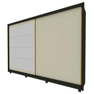 Guarda Roupa 2 Portas com Espelho 100% MDF Apolo Gelius Grafite/Off White